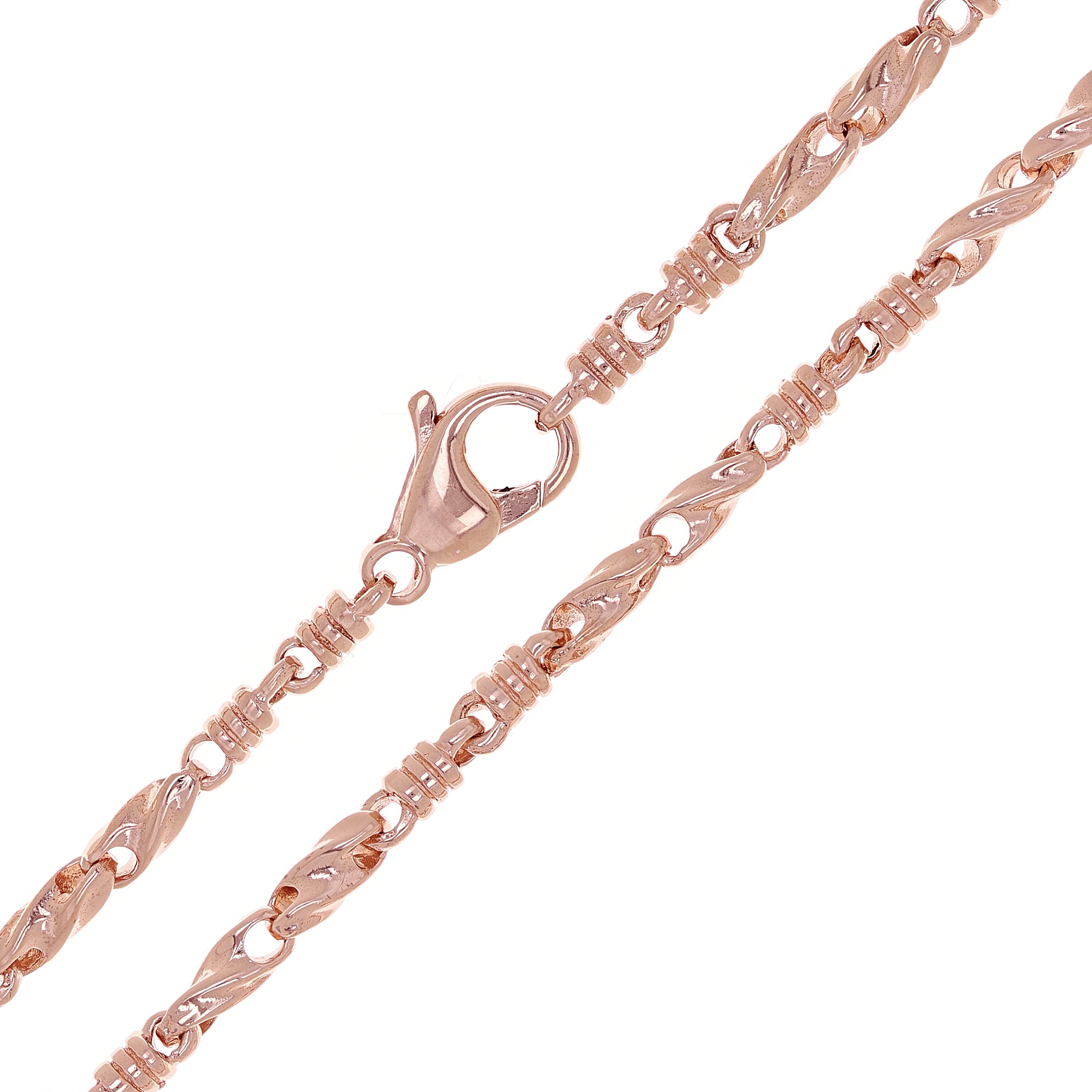14k Rose Gold Handmade Fashion Link Necklace 18" 3.5mm 28.8 grams - Rose,18"