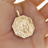 10k Yellow Gold Solid Textured 3D Medusa Charm Pendant 1.6" 19 grams