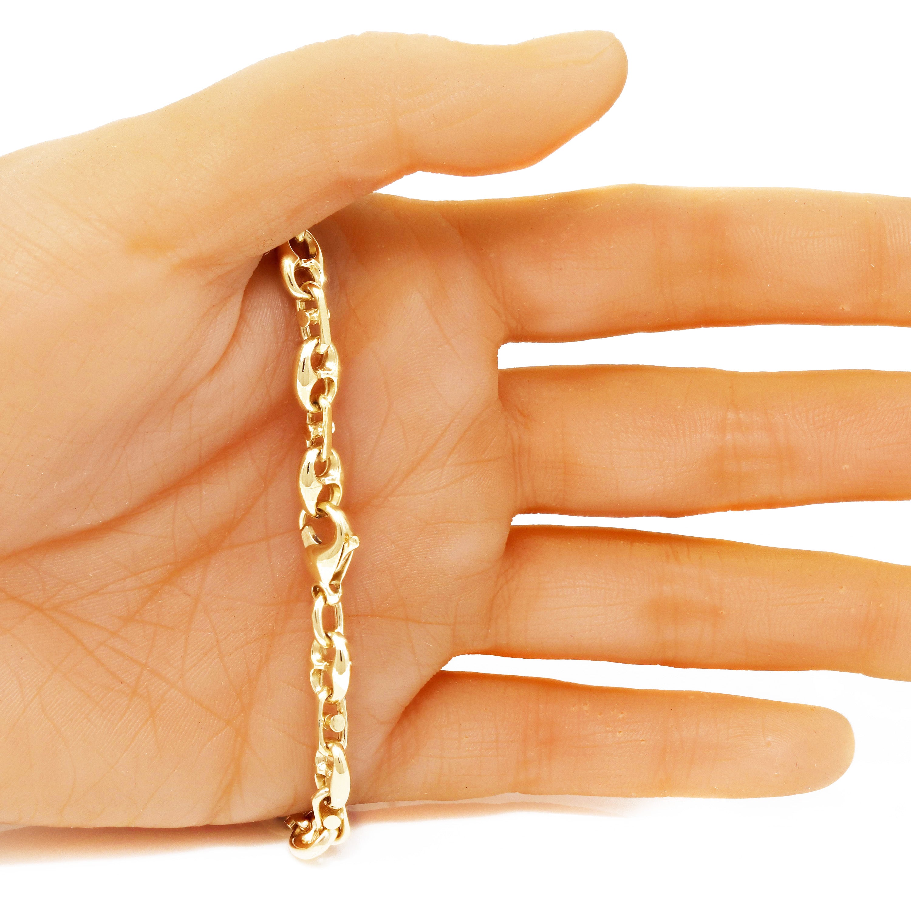 14k Yellow Gold Solid Puffed Mariner Link Chain Necklace 20" 7.5mm 62.3 grams - 20" 62.3 grams