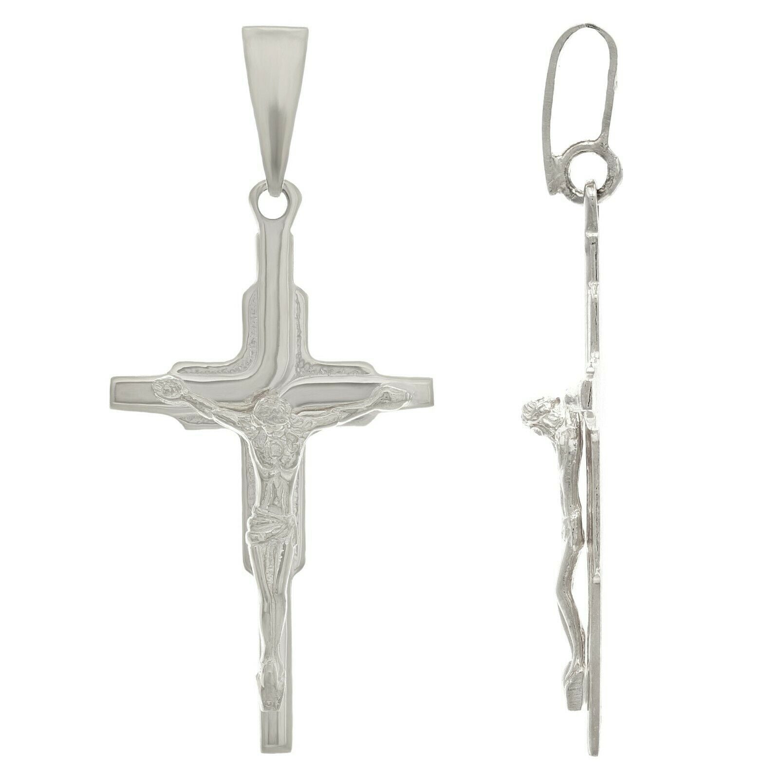 925 Sterling Silver Christian Jesus Christ Catholic Crucifix Cross Pendant
