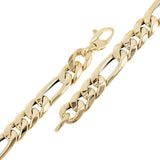 Italian 14k Yellow Gold Hollow Figaro Chain Bracelet 8" 10.8mm 10.3 grams