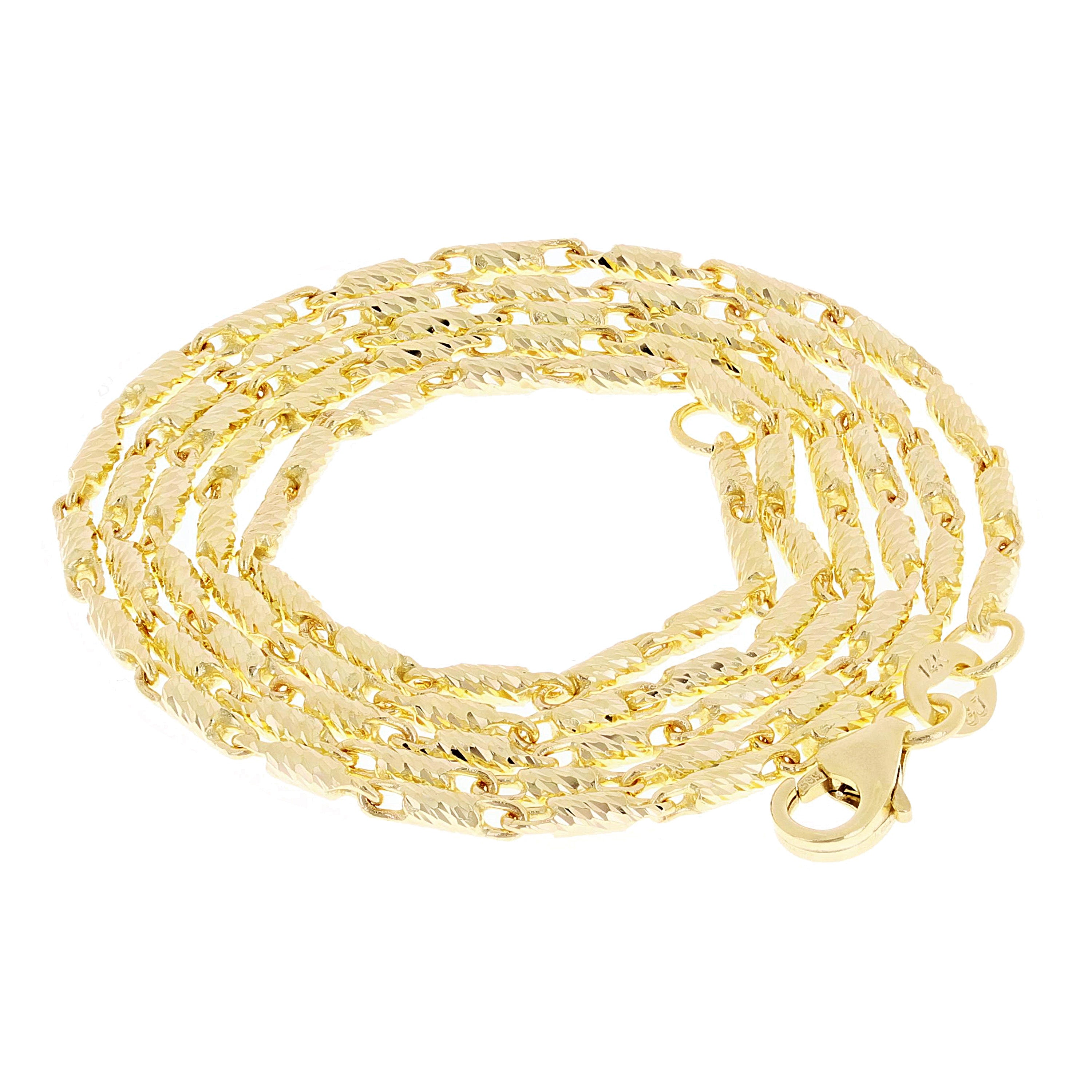 Italian 14k Yellow Gold Solid Raso Chain Necklace 1.5mm 18" 6.9 grams - 18" 6.9 grams