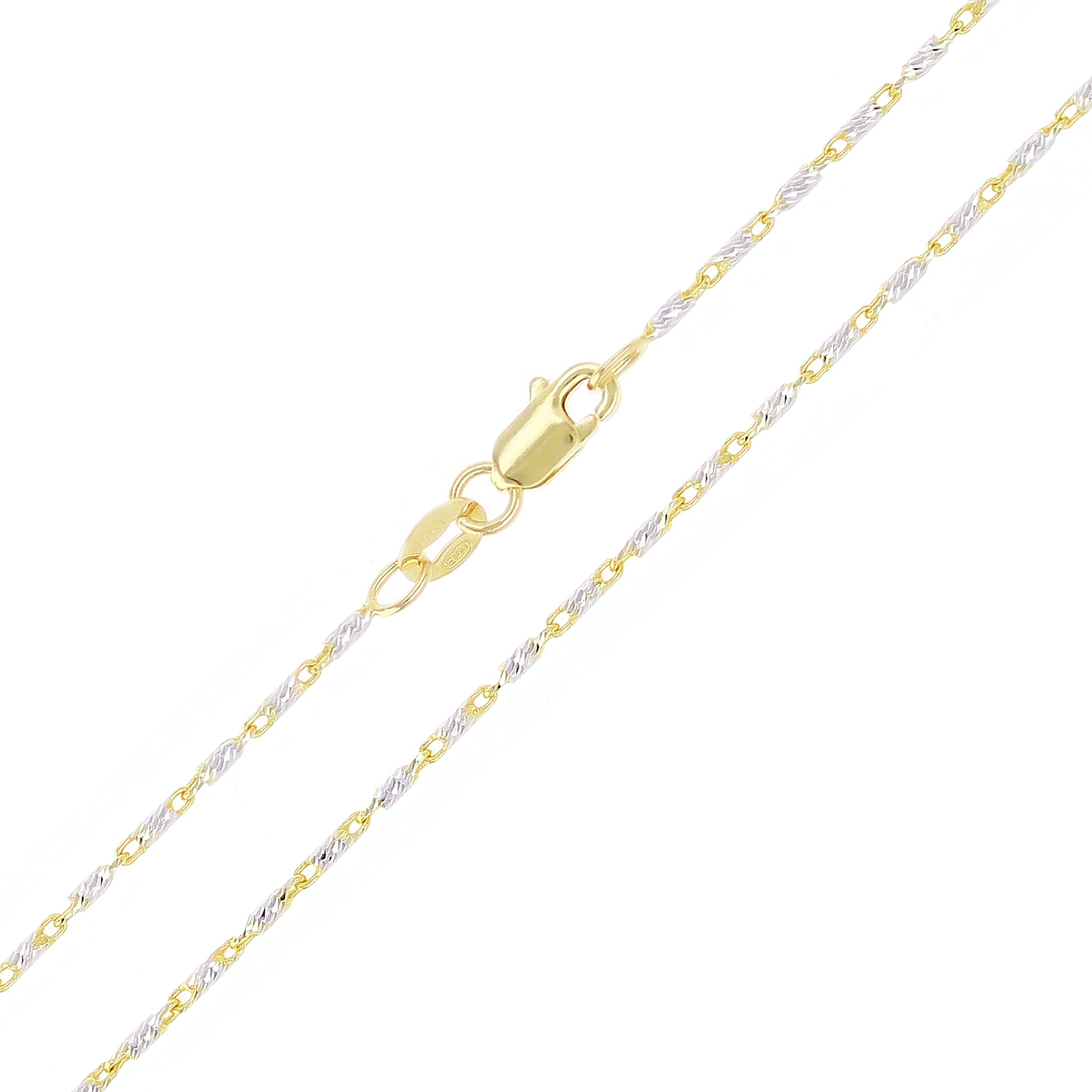 Italian 14k Two-Tone Solid Diamond Cut Raso Chain Necklace  16" 3.2 grams 1mm - 16" 3.2 grams