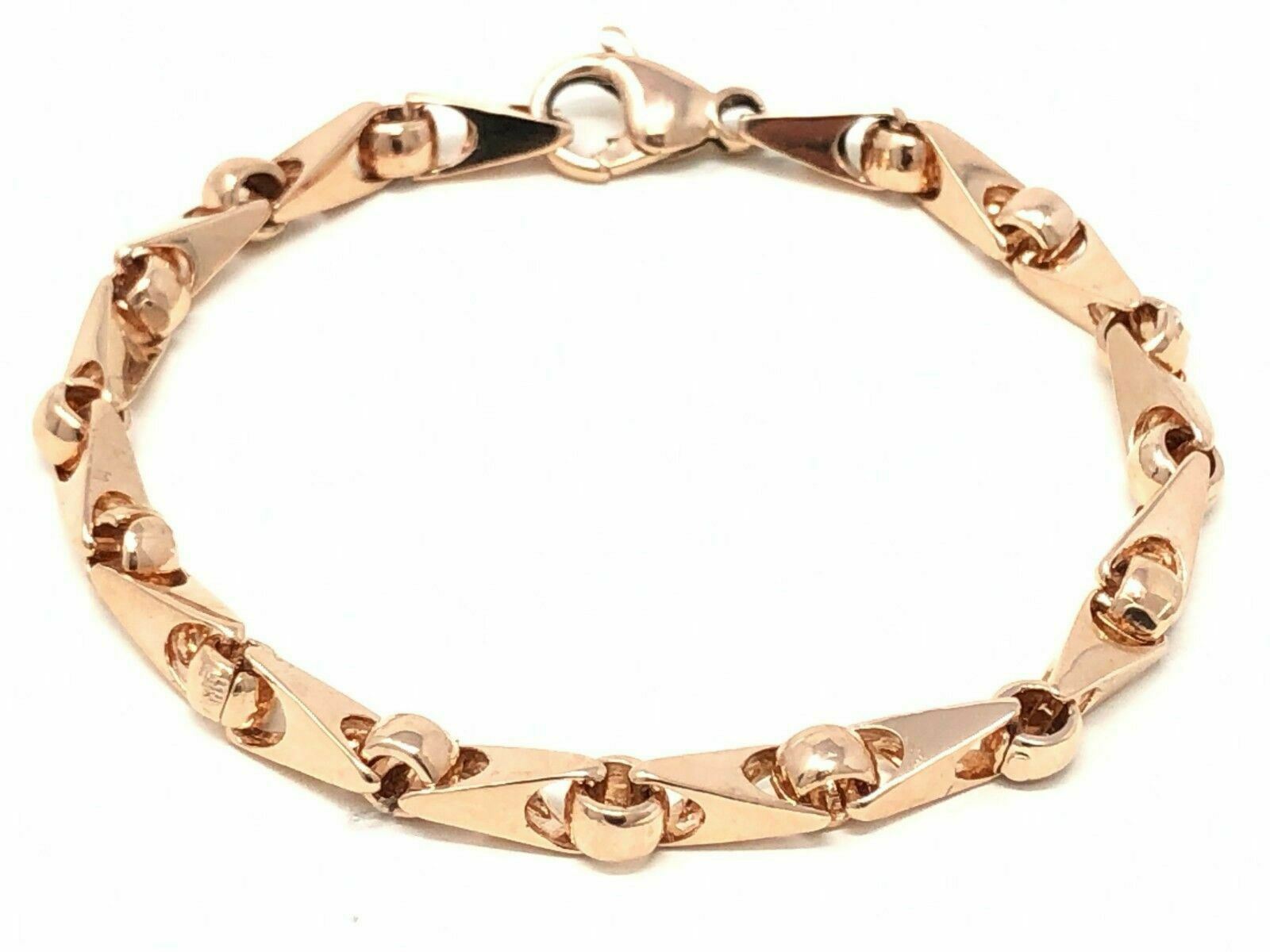 14k Rose Gold Handmade Fashion Link Bracelet 7" 5mm 17 grams - Rose,7"