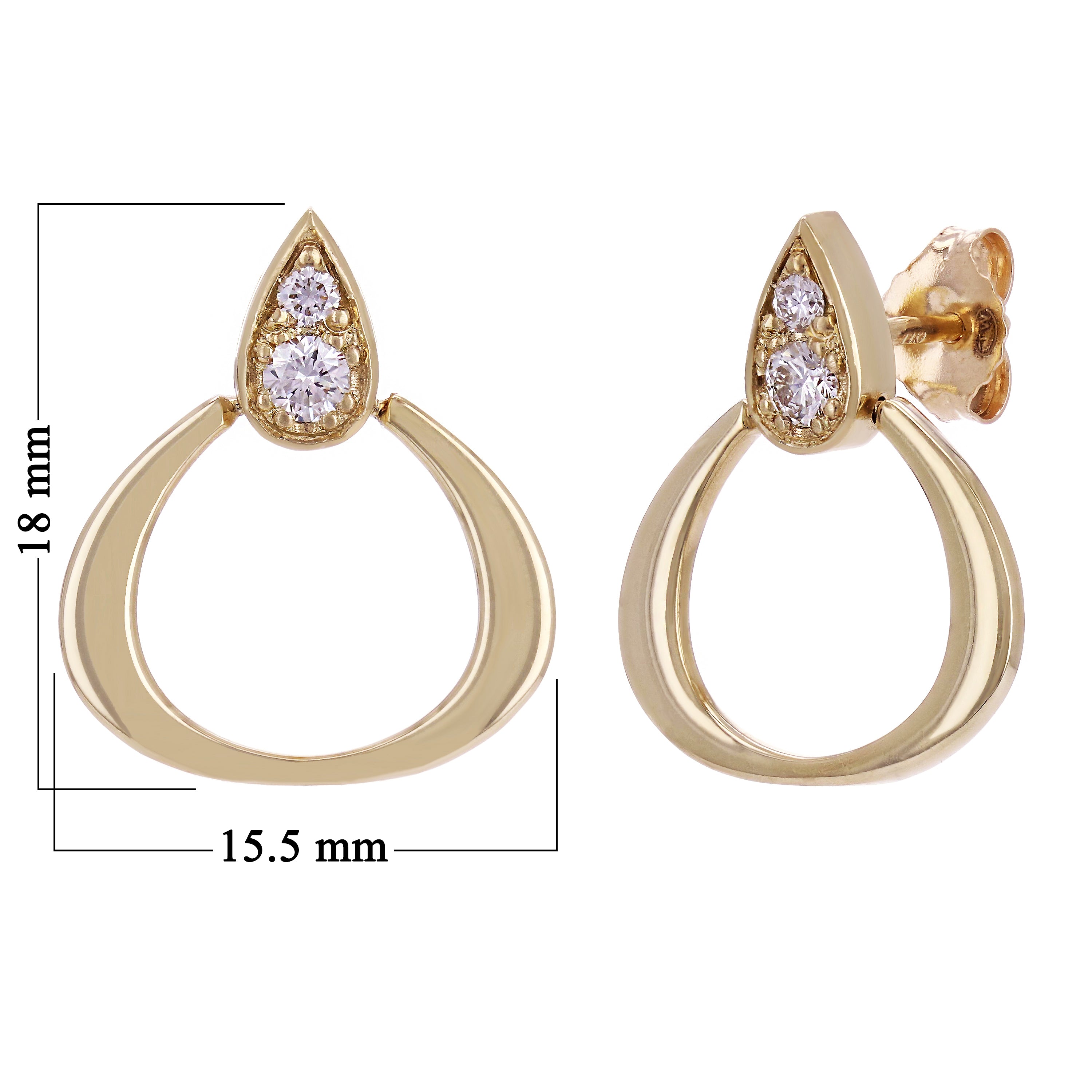 14k Yellow Gold 0.23ctw Diamond Pear-Shaped Tear Drop Earrings