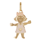 Italian 14k Tri-Color Gold Little Girl Charm Pendant 1" 1.1 grams
