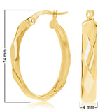 Italian 14k Yellow Gold Hollow High Polished Twisted Hoop Earrings 24mmx4mm 1.7g