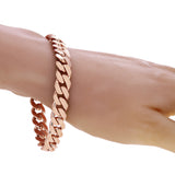10k Rose Gold Solid Heavy Miami Cuban Chain Link Bracelet 9" 10 mm 53.6 grams with Lobster Clasp - Rose,9"