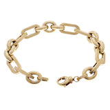 Italian 14k Yellow Gold Hollow Oval Textured & Round Bracelet 7.75" 10mm 10g