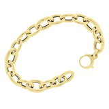 Italian 14k Yellow Gold Hollow Oval Rolo Links Bracelet 7.75" 10.9mm 6.8 grams