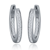 14k White Gold 1/2 ctw Diamond Hoop Earrings