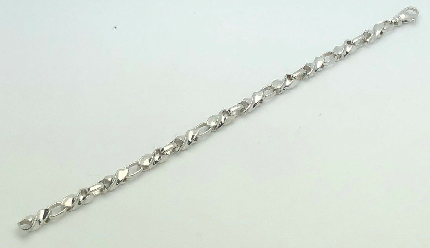 Men's 14k White Gold Handmade Fashion Link Bracelet 9" 6.5mm 37.7 grams