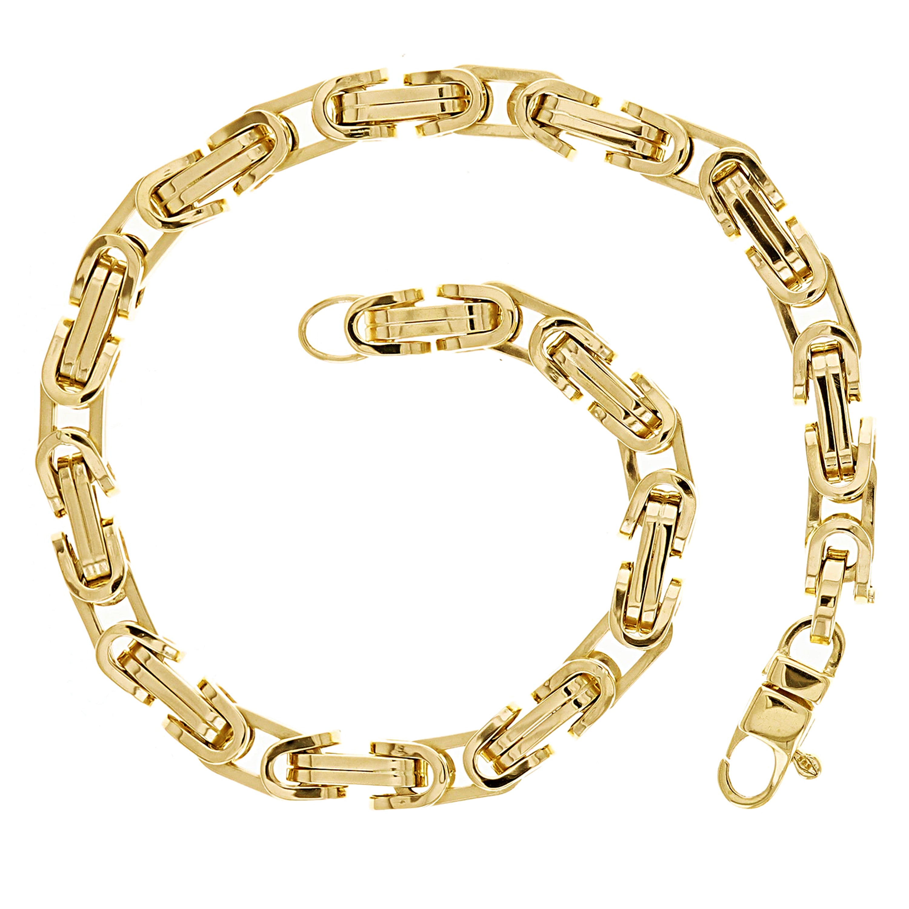 Italian 14k Yellow Gold Hollow Byzantine Link Bracelet 8.3" 5.2mm 8.6 grams