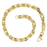 Italian 14k Yellow Gold Hollow Byzantine Link Bracelet 8.3" 5.2mm 8.6 grams