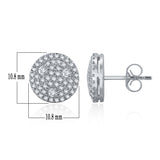 14k White Gold Triangle Accented Round 3/4 cttw Diamond Pav Button Earrings