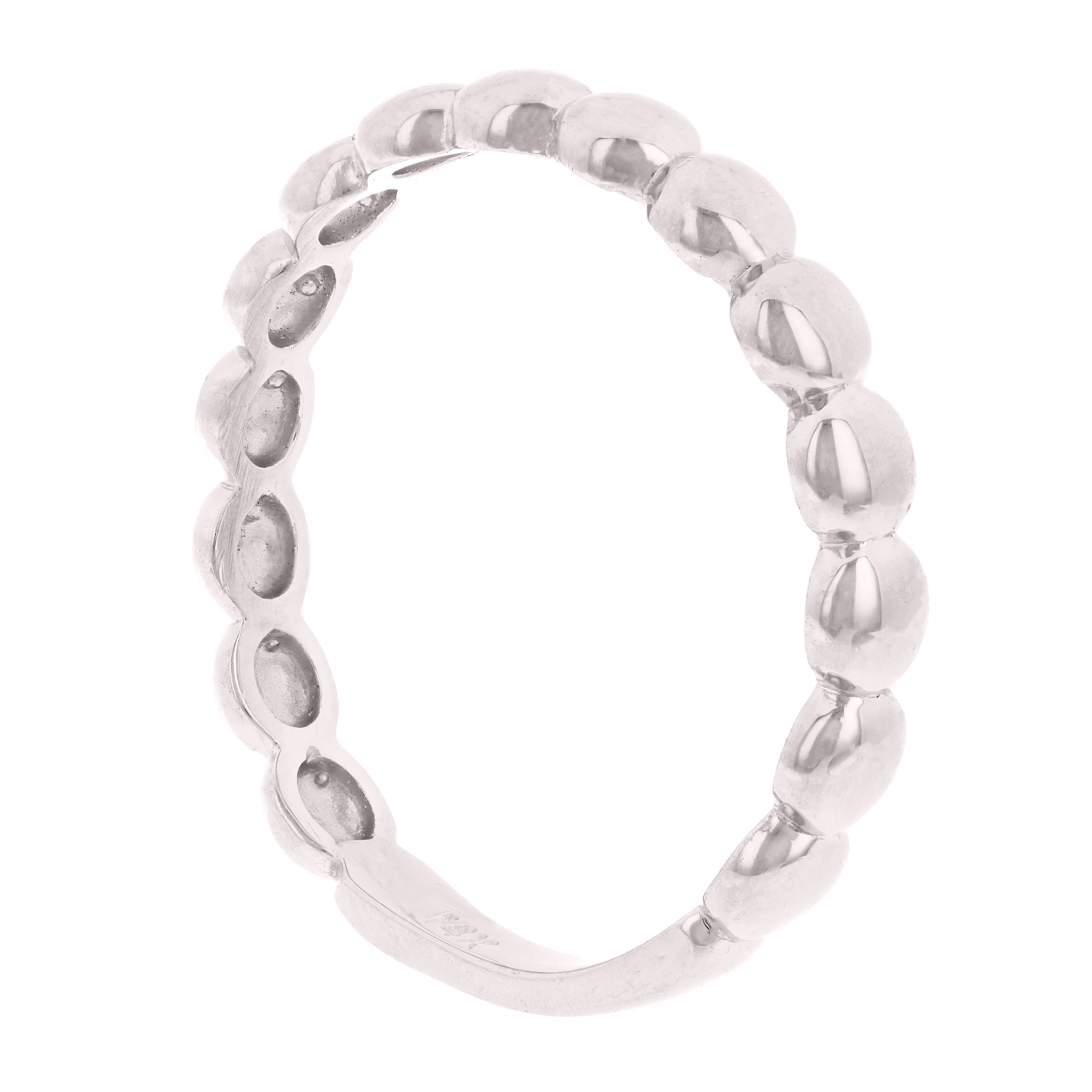 14k White Gold Ball Beaded Stackable Ring Size 6.75 1.8 grams - White,Ring Size 6.75