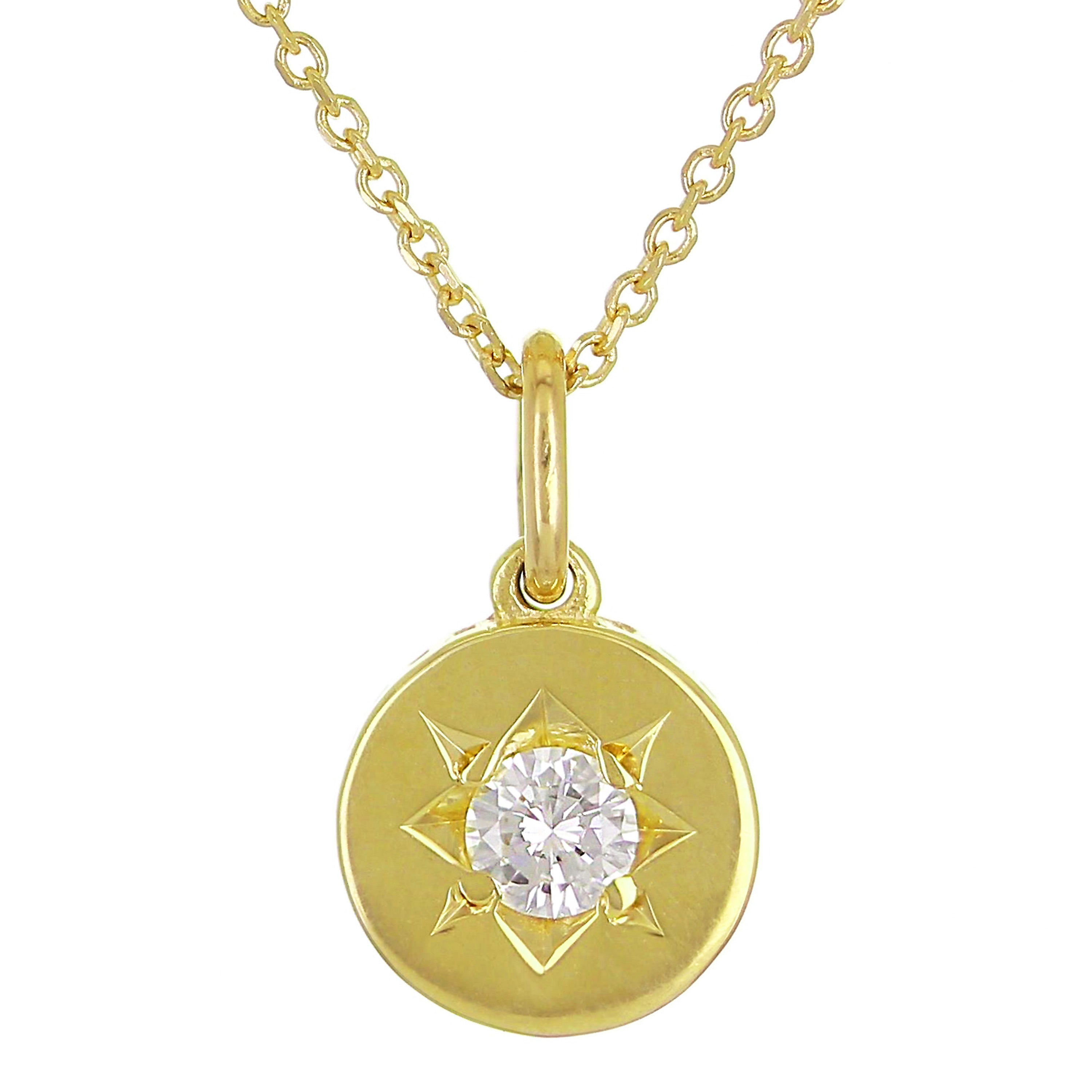 14k Yellow Gold Diamond North Star Charm Pendant - Yellow