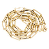 Italian 14k Yellow Gold Hollow Paper Clip Chain Necklace 16" 4.3mm 5.4 grams
