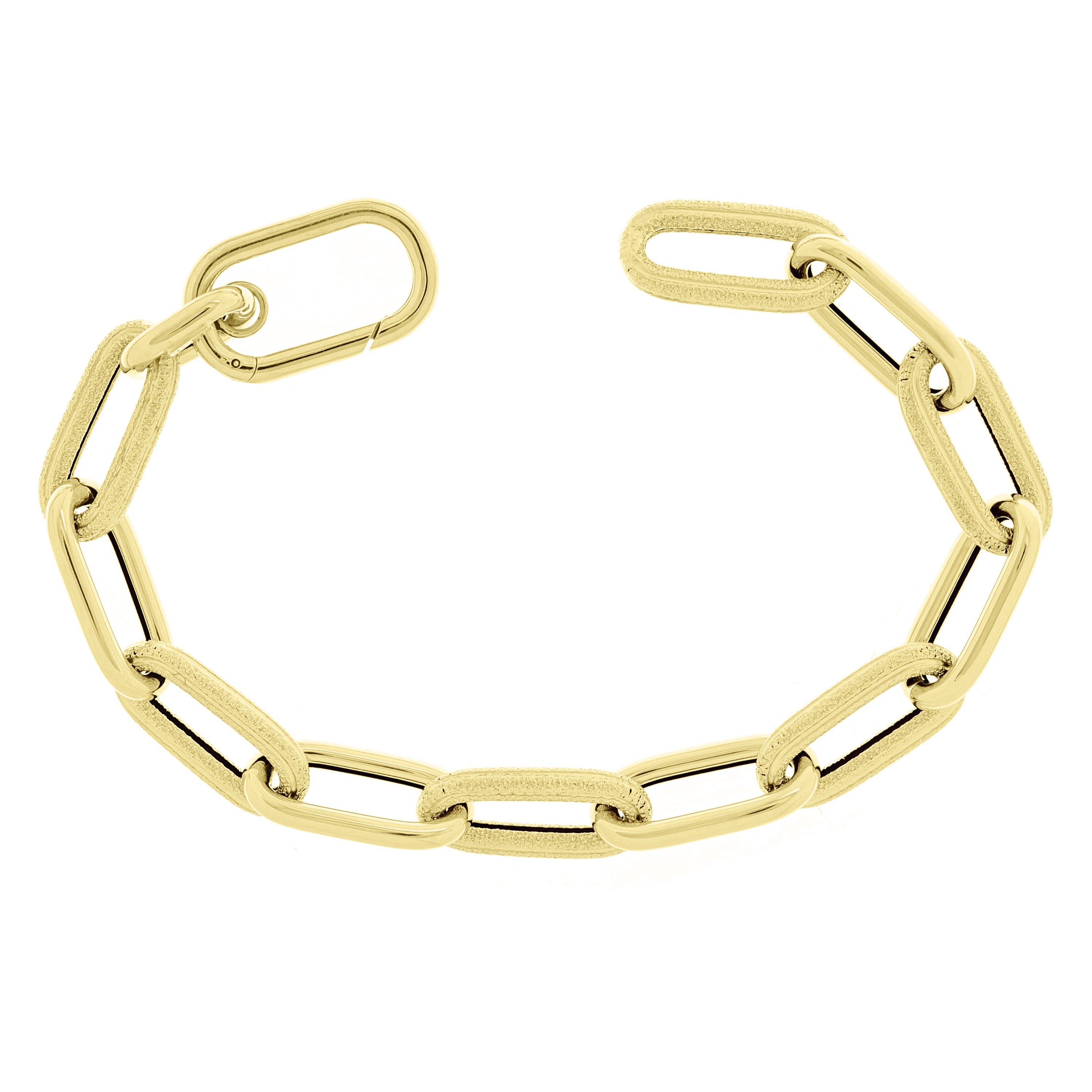 Italian 14k Yellow Gold Plain & Satin Finish Paper Clip Bracelet 7.75" 9.2mm 7g