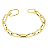 Italian 14k Yellow Gold Plain & Satin Finish Paper Clip Bracelet 7.75" 9.2mm 7g