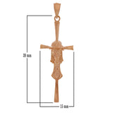 14k Rose Gold Jesus Christ Face Crucifix Cross Charm Pendant 1.8" 2.8 grams - Rose