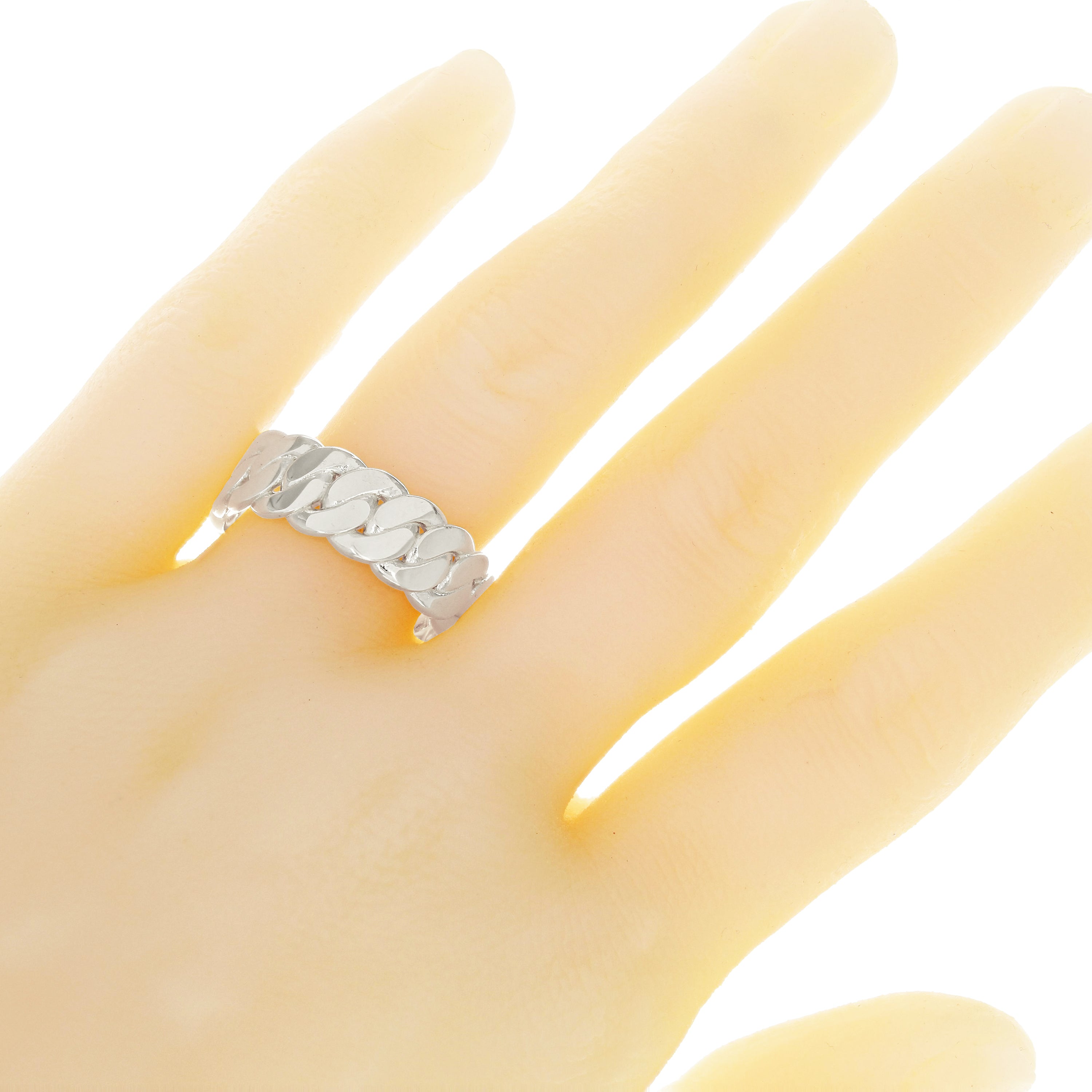 14k White Gold Miami Cuban Ring Curb Link Band 8mm Size 6 5.9 grams - 6