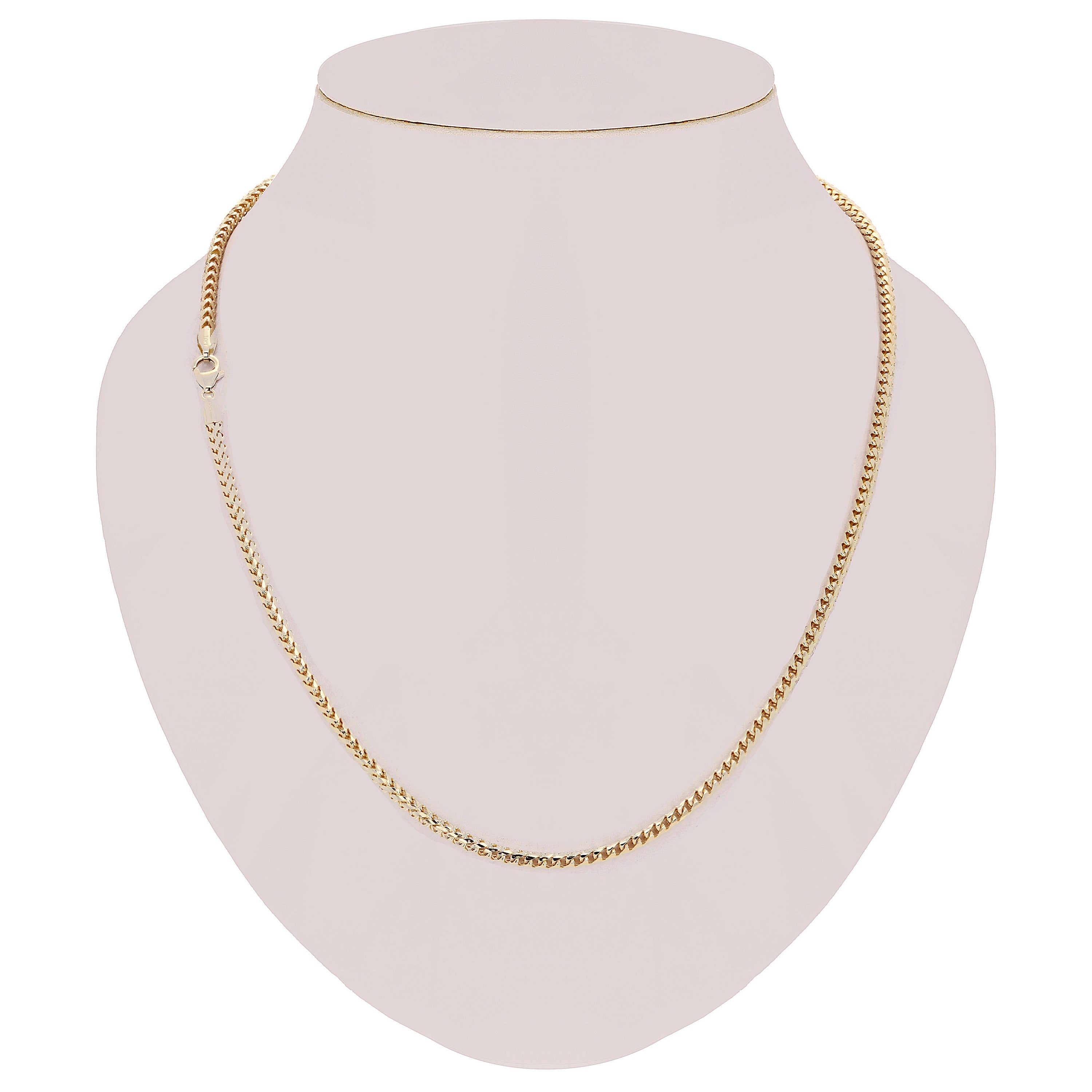 Italian 14k Yellow Gold Solid Diamond Cut Franco Chain Necklace 24" 3.4 mm 36.3 grams - 24"