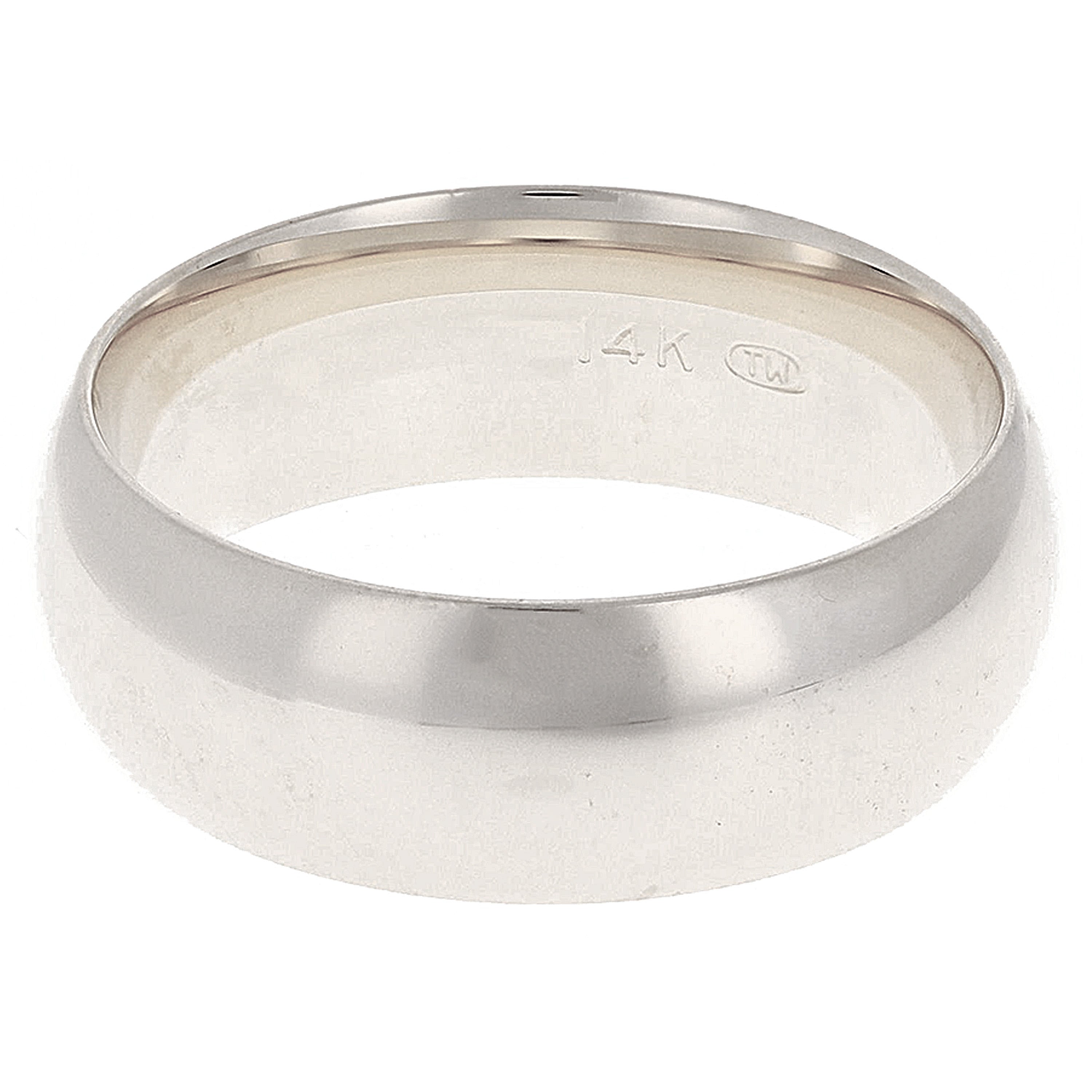 14k White Gold Comfort Fit Plain Wedding Band Ring 7mm Size 13 - White,7mm Ring Size 13