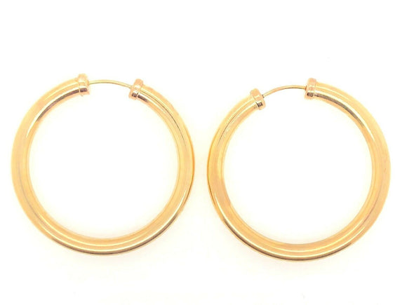 925 Sterling Silver Gold Plated Hoop Loop Hollow Earrings 1.35
