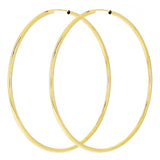 Italian 14k Yellow Gold High Polish Round Endless Hoop Earrings 1.9" 2mm 2.4gram