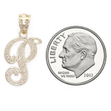 14k Yellow Gold Initial Letter P Alphabet Charm Pendant - Letter P,Yellow