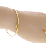 Italian 14k Yellow Gold Hollow Tube Plain Oval Hinged Bangle Bracelet 7" 2mm