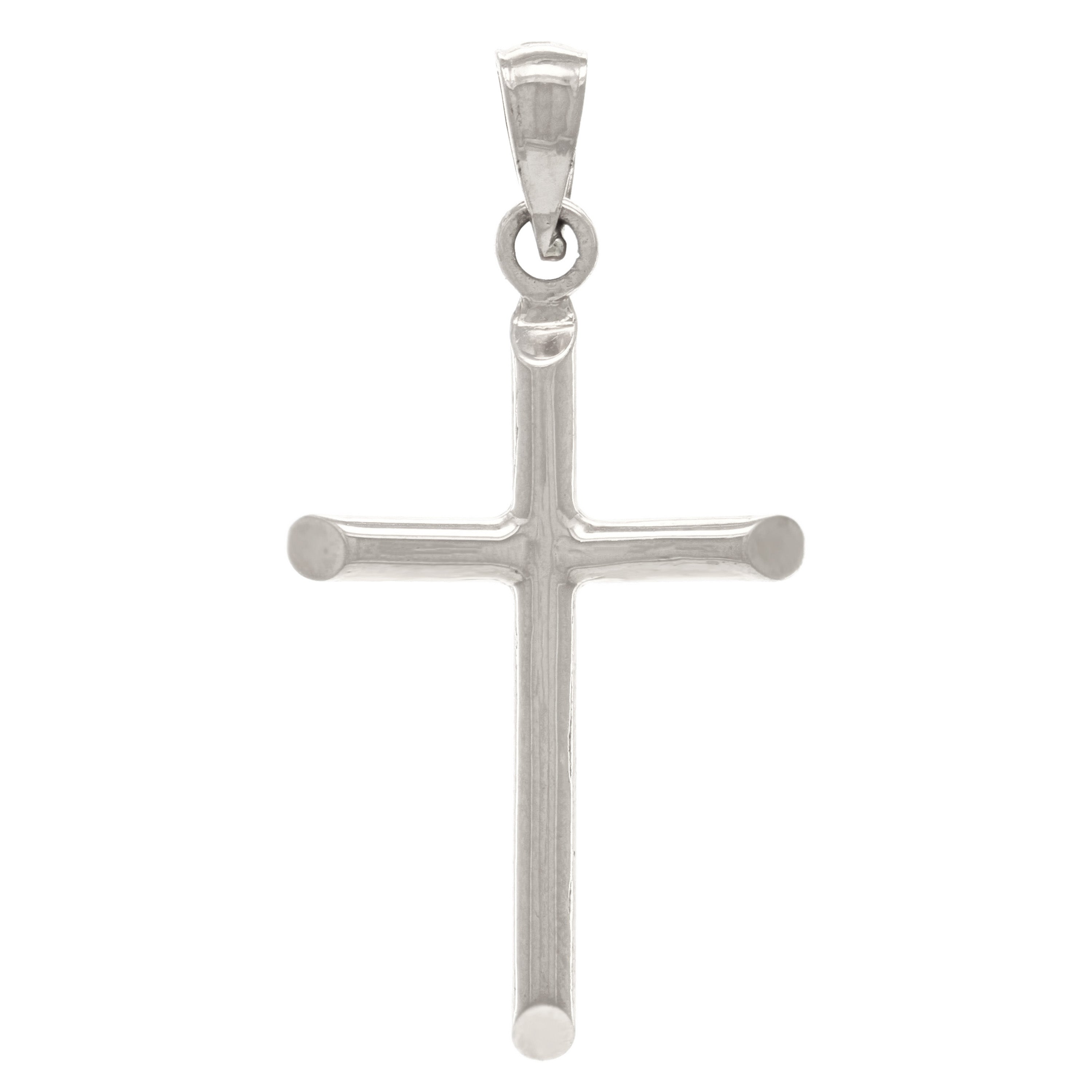 14k White Gold Plain Cross Religious Charm Pendant Small - Small