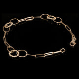 Italian 14k Yellow Gold Oval & Paperclip Link Bracelet 7" 6.2mm 3.1 grams