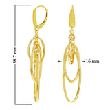 Italian 14k Yellow Gold Triple Graduated Oval Dangle Earrings 2.3" 3 grams