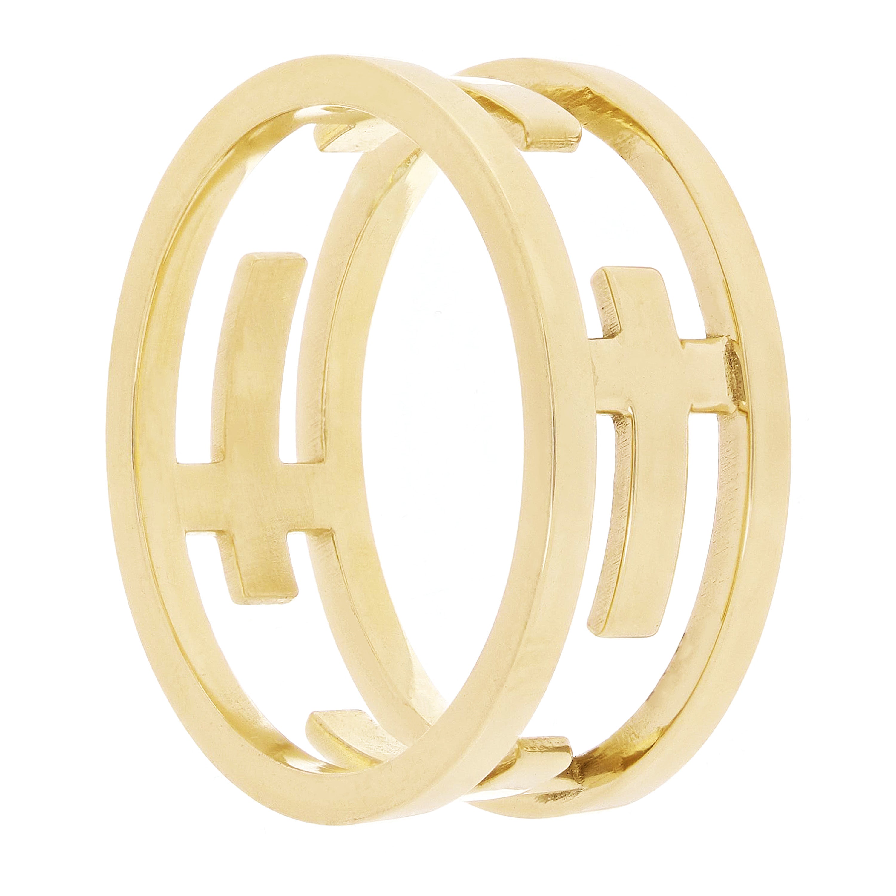 14k Yellow Gold Eternity Sideways Cross Ring Size 8 - 8.3mm 4.9 grams
