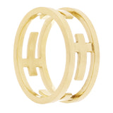 14k Yellow Gold Eternity Sideways Cross Ring Size 8 - 8.3mm 4.9 grams