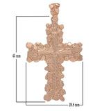 10k Rose Gold Diamond Cut Nugget Cross Pendant 2.3" 10.5 grams