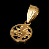 14k Yellow Gold Longevity Chinese Symbol Long Life Lucky Charm Pendant 0.5 gram