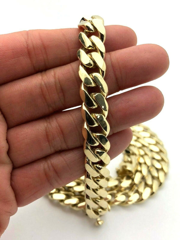 Men's 10k Yellow Gold Solid Heavy Miami Cuban Chain Necklace 20