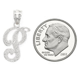 14k White Gold Initial Letter P Alphabet Charm Pendant - Letter P,White