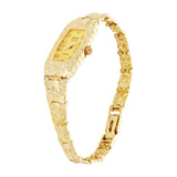 Women's 10k Yellow Gold Nugget Band Bracelet Geneve Watch with Diamonds 6.5-7" - Black Faceplate 7" 19.8 grams