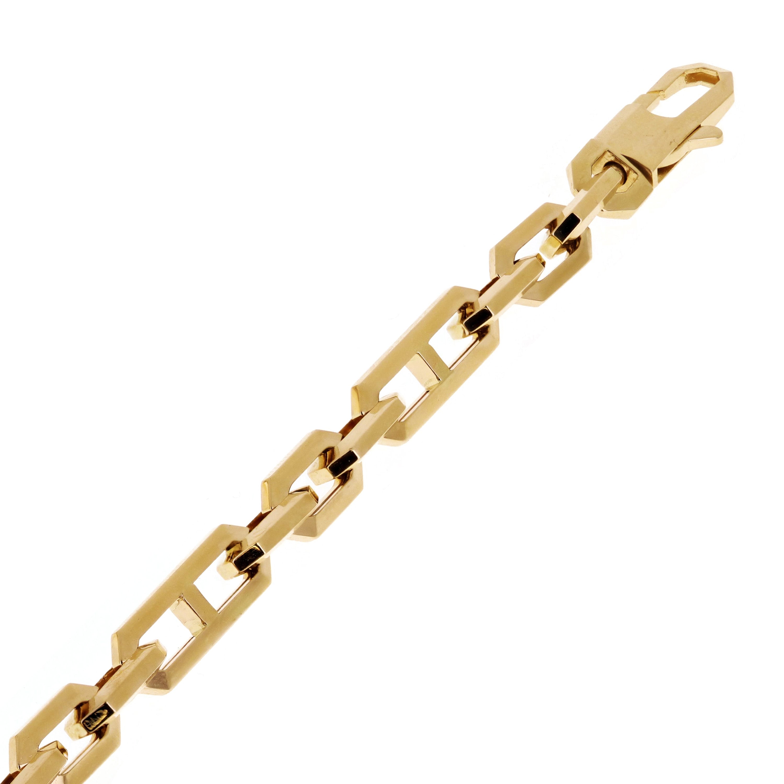 Italian 14k Yellow Gold Hollow Rectangle Link Chain Bracelet 8.75" 6mm 9.3 grams