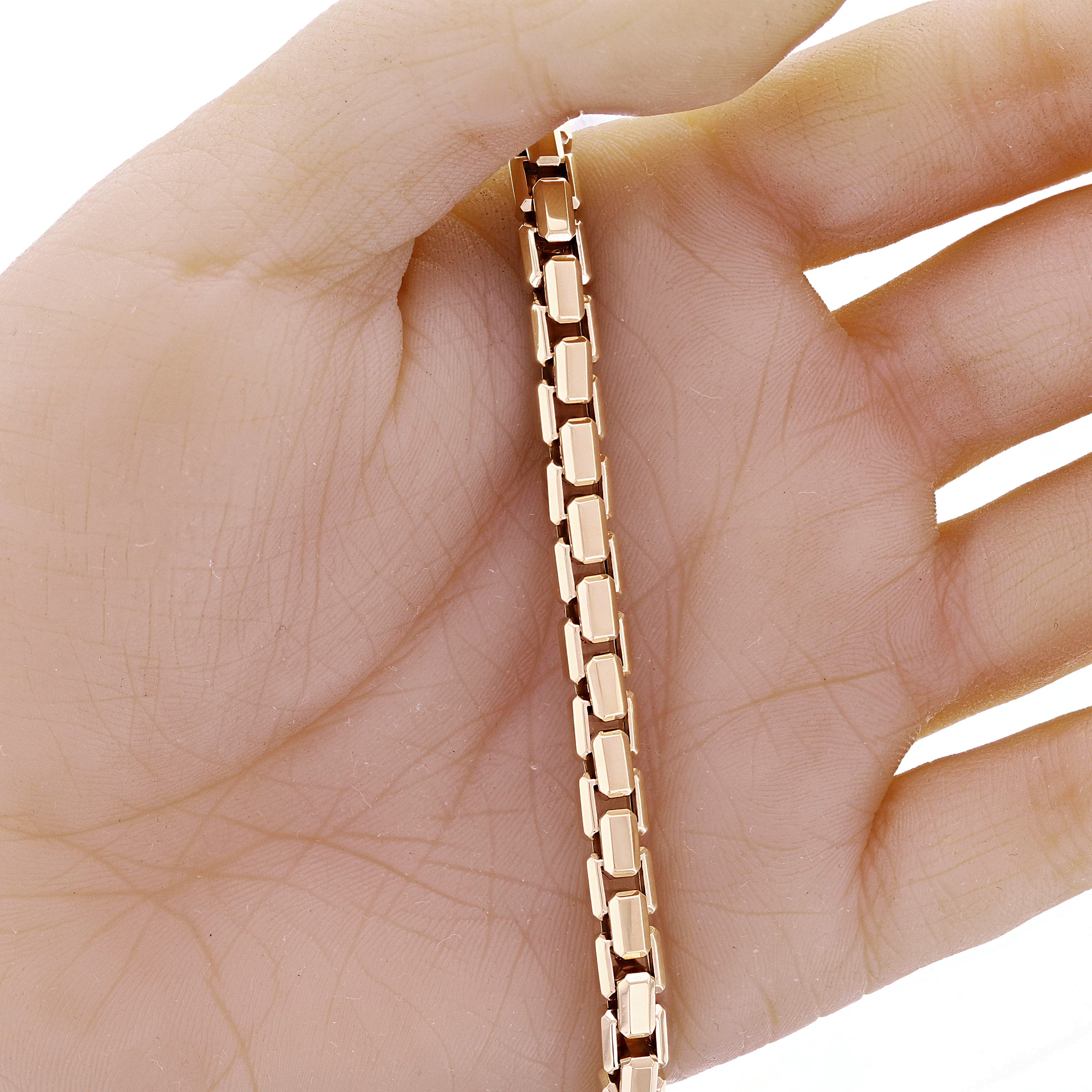 Italian 14k Yellow Gold Box Chain Bracelet 8.25" 6mm 19.1 grams