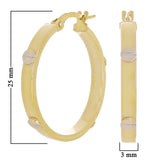 Italian 14k Two-Tone Gold Hollow Screw Design Hoop Earrings 1" 3mm 2.3 grams