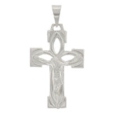 14k White Gold Jesus Christ Crucifix Cross Religious Charm Pendant 5.2 grams - White