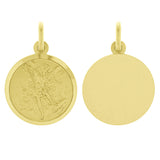 Italian 14k Yellow Gold Solid Saint Michael Medal Charm Pendant 1" 2.7 grams