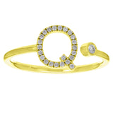 14k Yellow Gold Diamond Initial Letter Q Ring Size 6 - Letter Q,Yellow