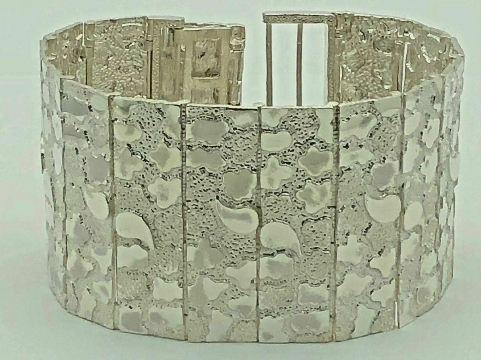 925 Sterling Silver Nugget Bracelet Adjustable 8.5" - 9" 138.2 grams