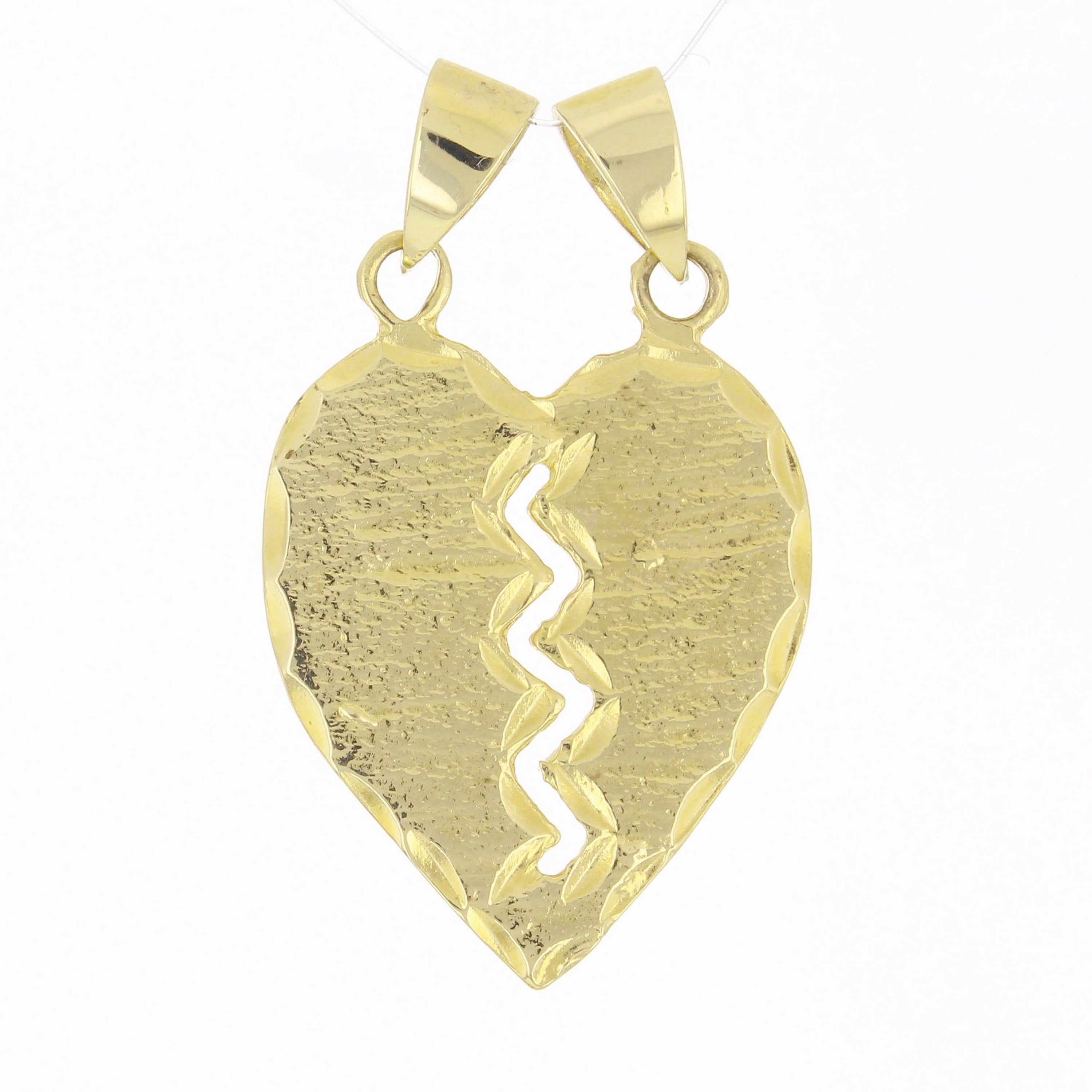 14k Yellow Gold Breakable Heart Charm Pendant 1.15" 3.5 grams